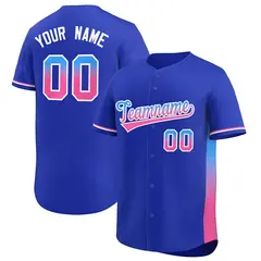 Royal Powder Blue-Pink Gradient Side Baseball Jersey 1