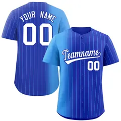 Royal Powder Blue Pinstripe Gradient Baseball Jersey 1