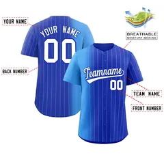 Royal Powder Blue Pinstripe Gradient Baseball Jersey 2
