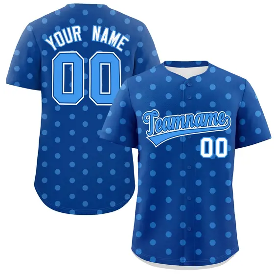 Royal Powder Blue Polka Dot Graffiti Baseball Jersey