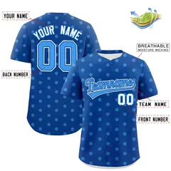 Royal Powder Blue Polka Dot Graffiti Baseball Jersey 2