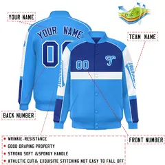 Royal Powder Blue Raglan Sleeves Varsity Letterman Jacket 2