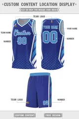 Royal Powder Blue Side Slash Diamond Pattern Basketball Jersey 2