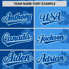 Royal Powder Blue Split Flower Graffiti Baseball Jersey 3