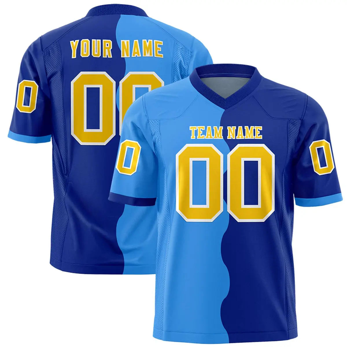 Royal Powder Blue Split Mesh Football Jersey