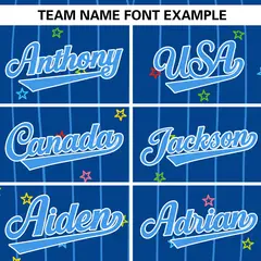 Royal Powder Blue Star Pattern Stripe Baseball Jersey 3