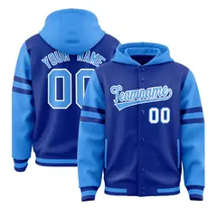 Royal Powder Blue Varsity Three Stripes Raglan Hoodie Jacket 1