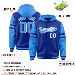 Royal Powder Blue Varsity Three Stripes Raglan Hoodie Jacket 4