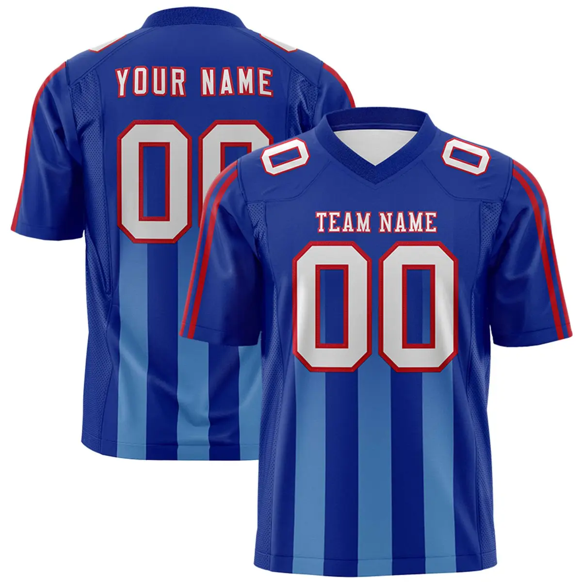 Royal Powder Blue Vertical Fine Stripe Gradient Football Jersey