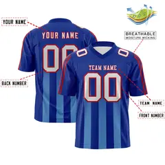 Royal Powder Blue Vertical Fine Stripe Gradient Football Jersey 2