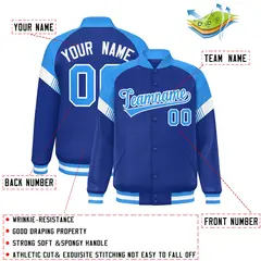 Royal Powder Blue-White Color Block Varsity Letterman Jacket 2