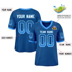 Royal Powder Blue-White Drift Mesh Football Jersey 2