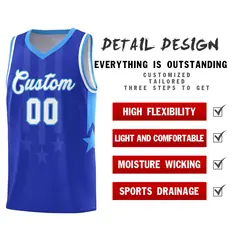 Royal Powder Blue White Gradient Star Graffiti Basketball Jersey 2