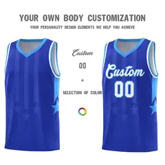 Royal Powder Blue White Gradient Star Graffiti Basketball Jersey 3