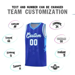 Royal Powder Blue White Gradient Star Graffiti Basketball Jersey 4