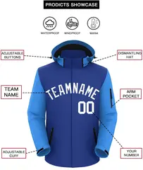 Royal Powder Blue-White Raglan Sleeve Waterproof Jacket 2