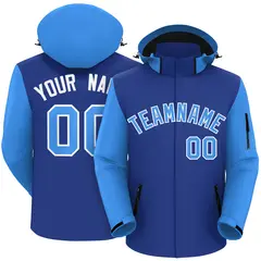 Royal Powder Blue-White Raglan Sleeve Waterproof Jacket 1