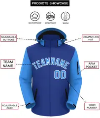 Royal Powder Blue-White Raglan Sleeve Waterproof Jacket 2