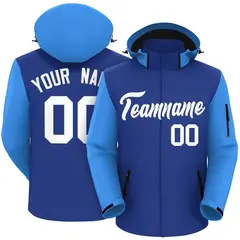 Royal Powder Blue-White Raglan Sleeve Waterproof Jacket 1