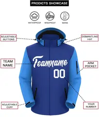 Royal Powder Blue-White Raglan Sleeve Waterproof Jacket 2