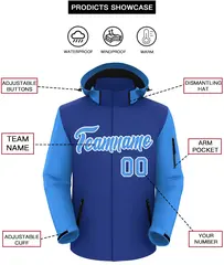 Royal Powder Blue-White Raglan Sleeve Waterproof Jacket 2