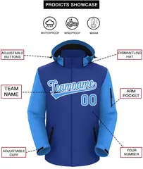 Royal Powder Blue-White Raglan Sleeve Waterproof Jacket 2