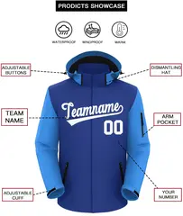 Royal Powder Blue-White Raglan Sleeve Waterproof Jacket 2