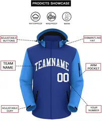 Royal Powder Blue-White Raglan Sleeve Waterproof Jacket 2