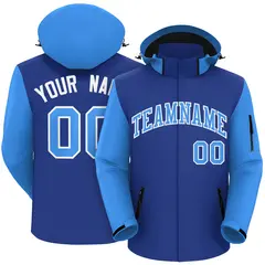 Royal Powder Blue-White Raglan Sleeve Waterproof Jacket 1