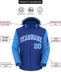 Royal Powder Blue-White Raglan Sleeve Waterproof Jacket 2