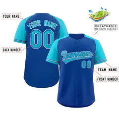 Royal Power Blue Raglan Sleeves Authentic Baseball Jersey 2