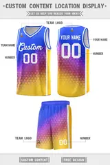 Royal Purple-Gold Gradient Irregular Shapes Basketball Jersey 2