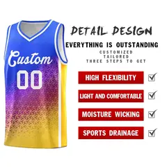 Royal Purple-Gold Gradient Irregular Shapes Basketball Jersey 4