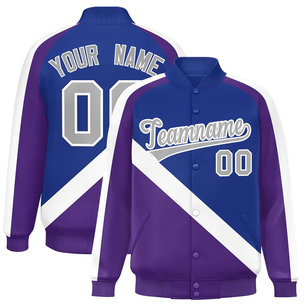 Royal Purple Raglan Varsity Letterman Baseball Jacket