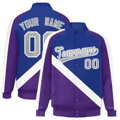 Royal Purple Raglan Varsity Letterman Baseball Jacket 1