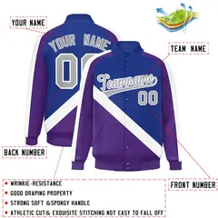 Royal Purple Raglan Varsity Letterman Baseball Jacket 2