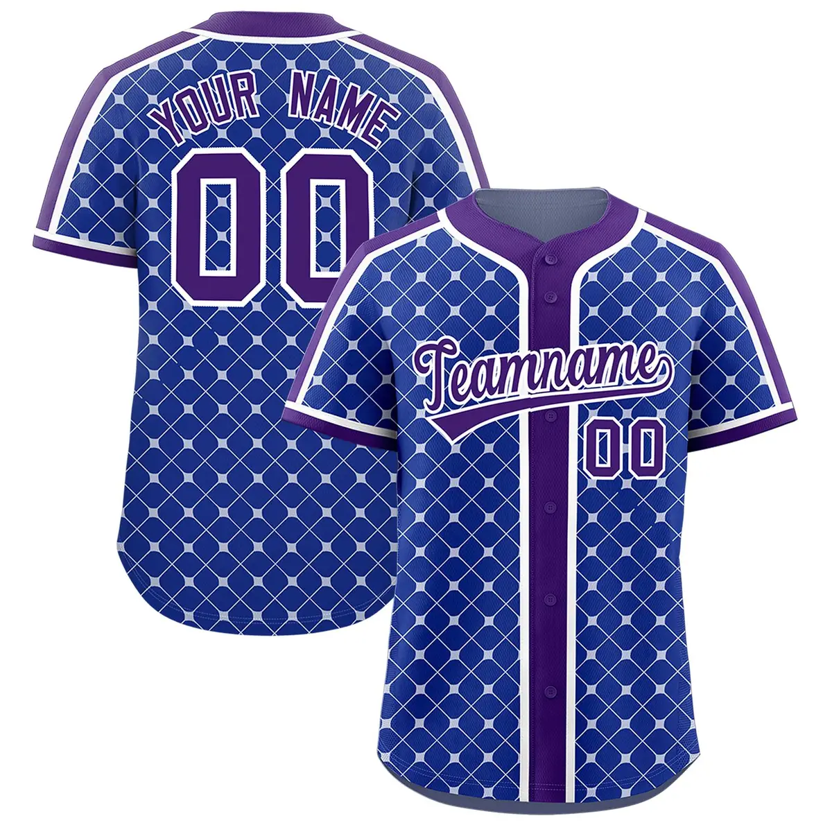 Royal Purple-White Plaid Authentic Baseball Jersey