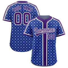 Royal Purple-White Plaid Authentic Baseball Jersey