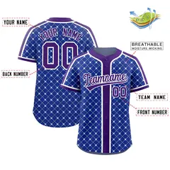 Royal Purple-White Plaid Authentic Baseball Jersey 2