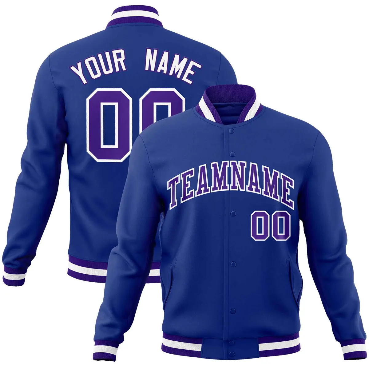 Royal Purple-White Varsity Full-Snap Letterman Jacket