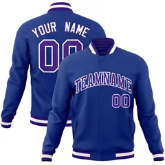 Royal Purple-White Varsity Full-Snap Letterman Jacket 1