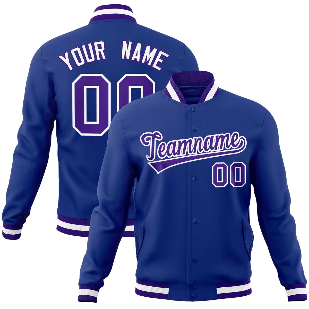 Royal Purple-White Varsity Full-Snap Letterman Jacket