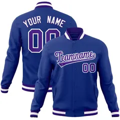 Royal Purple-White Varsity Full-Snap Letterman Jacket 1