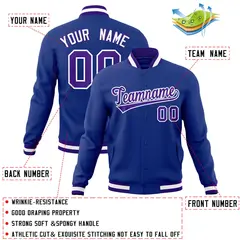 Royal Purple-White Varsity Full-Snap Letterman Jacket 4