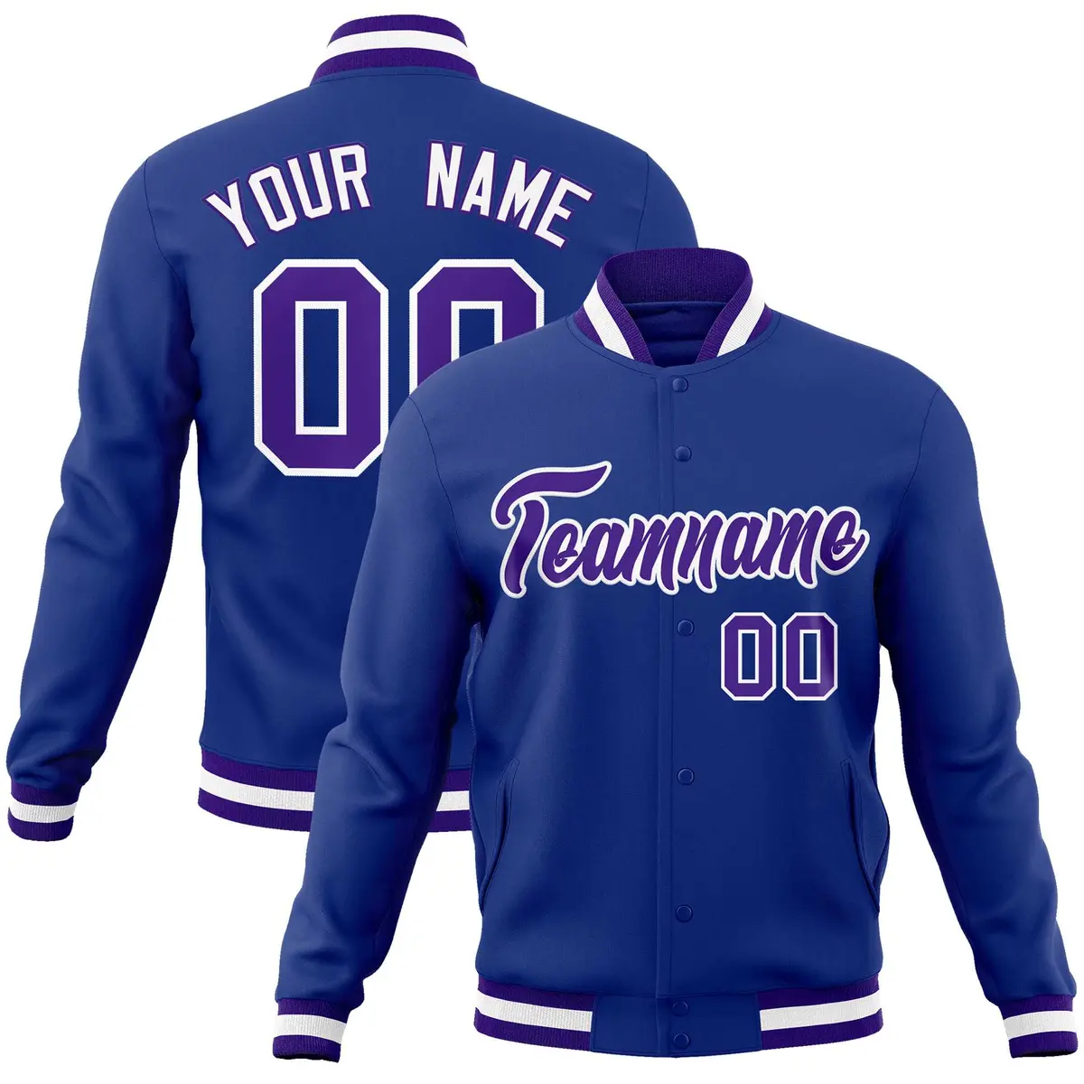 Royal Purple-White Varsity Full-Snap Letterman Jacket