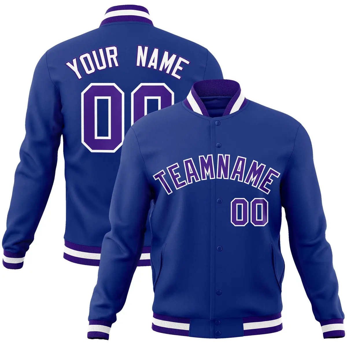 Royal Purple-White Varsity Full-Snap Letterman Jacket