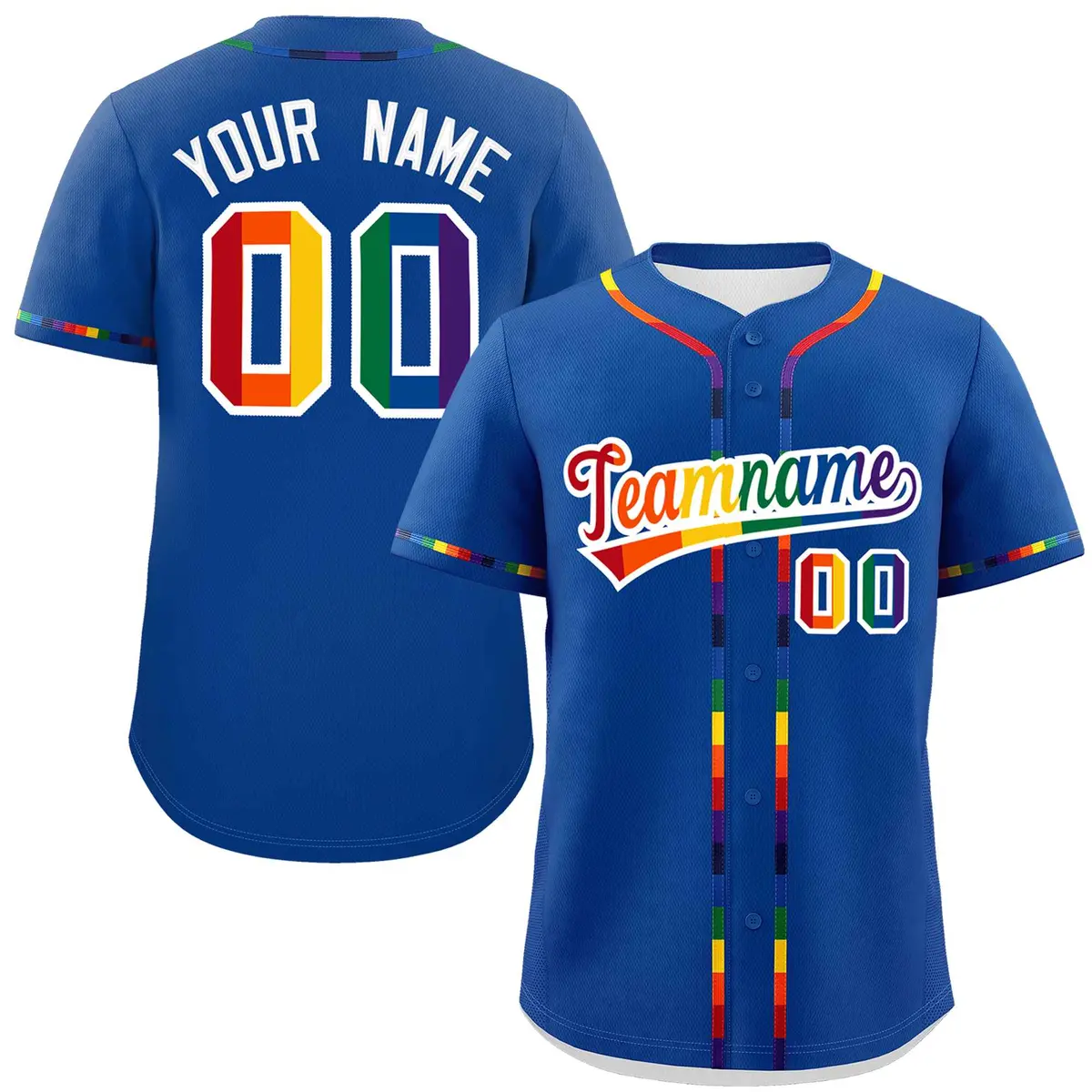 Royal Rainbow Pride Month Baseball Jersey