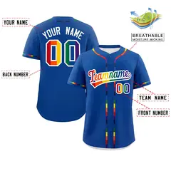 Royal Rainbow Pride Month Baseball Jersey 2