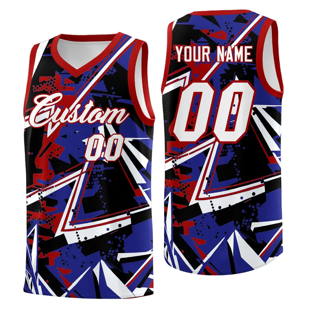 Royal Red Abstract Graffiti Quick-Drying Basketball Jersey