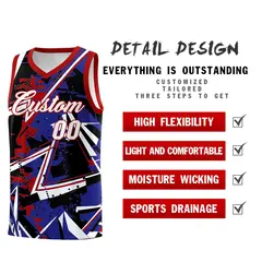 Royal Red Abstract Graffiti Quick-Drying Basketball Jersey 2